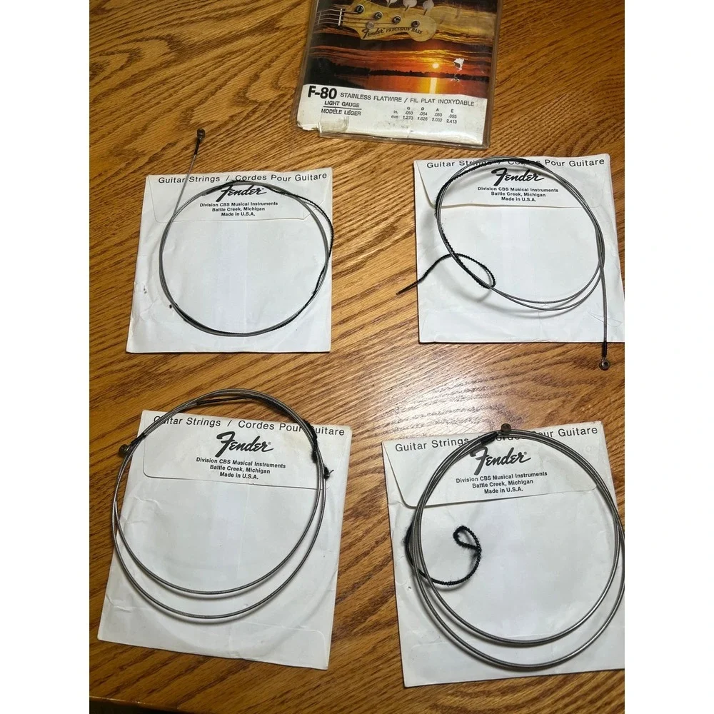 Vintage 1970s Fender F-80 Stainless Flatwire Bass Strings NOS CBS Era Light Gaug